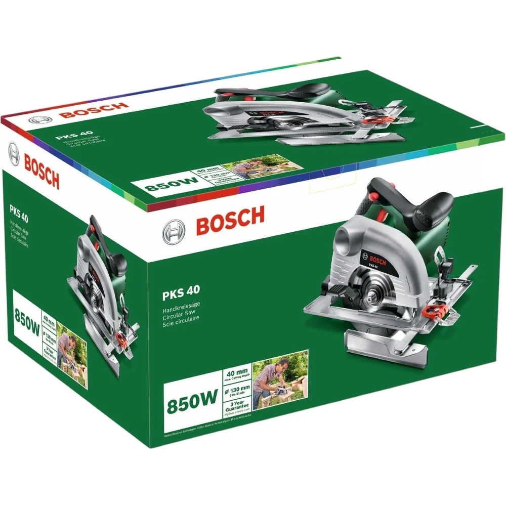 Дисковая пила BOSCH PKS 40 850 Вт (0.603.3C5.000) Номинальный диаметр пильного диска 130