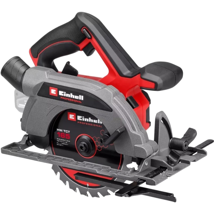 Пила дисковая EINHELL TP-CS 18/165 Li BL-Solo 18В (4331230) без АКБ и ЗУ Дополнительно Количество зубьев пильного полотна: 24 шт, Бесщеточный двигатель; Совместимость с дисками Ø посадочного отверстия 16 и 20 мм