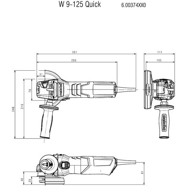 Шліфмашина кутова METABO W 9-125 QUICK (600374000) Особливості захист від ненавмисного пуску