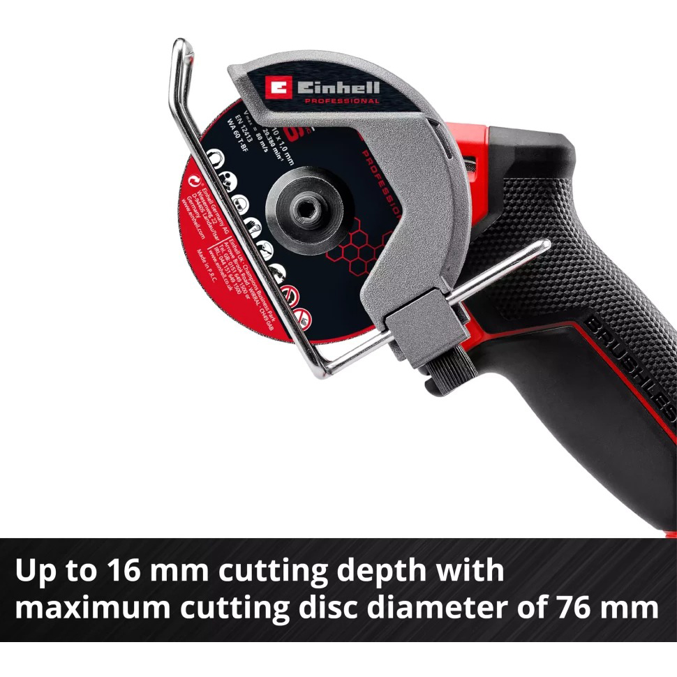 Кутова шліфувальна машина EINHELL TP-CO 18/76-C Li BL-Solo (4432000) Особливості плавний пуск (обмеження пускового струму)