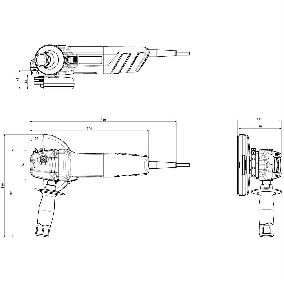 Зовнішній вигляд Болгарка METABO W850-125 (601233010)