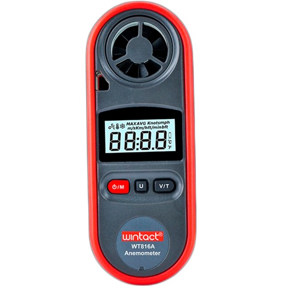 

Анемометр WINTACT WT816A, Анемометр 0,7-30м/с, -10-45°C
