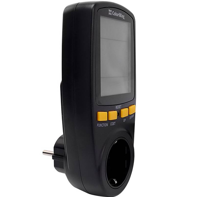 Вольтметр цифровий COLORWAY для розетки 16A/3680W Black (CW-VM16-02D) Точність Напруга: ±1%; Струм: ±1%; Потужність: ±1%;