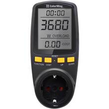 Вольтметр цифровий COLORWAY для розетки 16A/3680W Black (CW-VM16-02D)