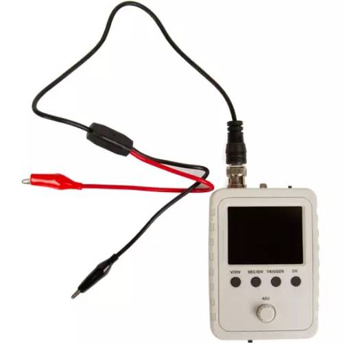 Осциллограф VOLTRONIC FNIRSI Box (DSO150HVP) Дополнительно Количество каналов: 1; аналоговая ширина полос: 0...200 кГц; чувствительность: 5mv - 20В; точность: 5%; разрешение АЦП: 12 бит; входной импеданс: 1мОм; время выборки: 10мс-500с; длина записи: 1024 значения; потребляемый ток: 120мА 9В.