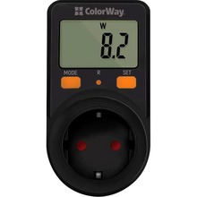 Вольтметр COLORWAY для розетки (16A/3680W) Black (CW-VM16-01D)