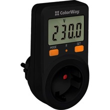 Вольтметр COLORWAY для розетки (16A/3680W) Black (CW-VM16-01D)