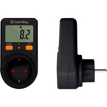 Вольтметр COLORWAY для розетки (16A/3680W) Black (CW-VM16-01D)