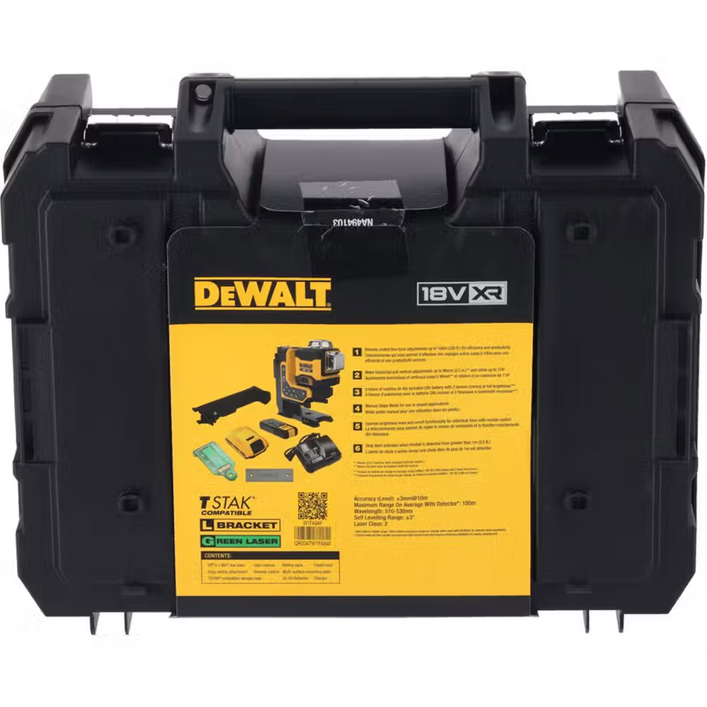 Внешний вид Лазерный уровень DEWALT линейный 18В XR Li-Ion (DCLE34035D1)