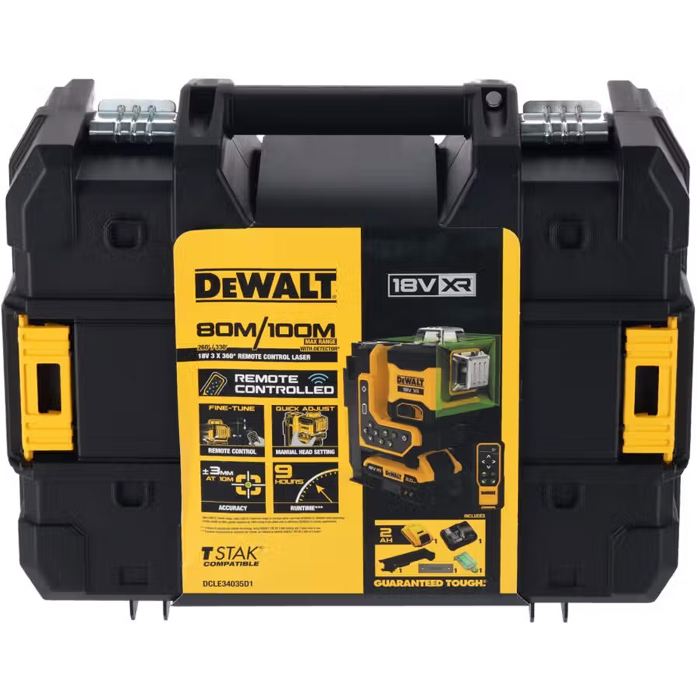 Внешний вид Лазерный уровень DEWALT линейный 18В XR Li-Ion (DCLE34035B) без АКБ и ЗУ