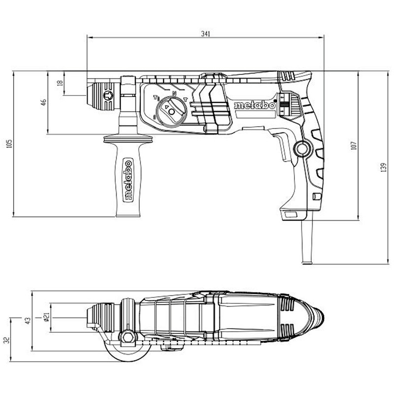 Перфоратор METABO KHE 2445 (601709500) Потужність 800