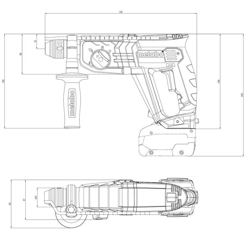 Перфоратор METABO KH 18 LTX 24 SDS-plus (601712850) Тип патрона SDS-plus