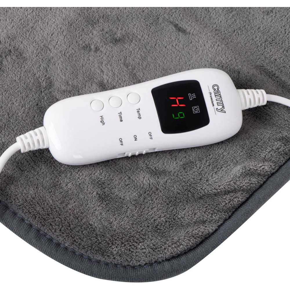 Електроковдра CAMRY CR 7434 Особливості матеріал: фліс; Захист від перегріву; Таймер: 1-9 годин; Таймер автоматично перемикається із високою на низьку температуру через 1 годину; Захист від перенапруги; Можна прати в пральній машині за температури 30°C; 7 рівнів нагріву + режими HIGH та LOW