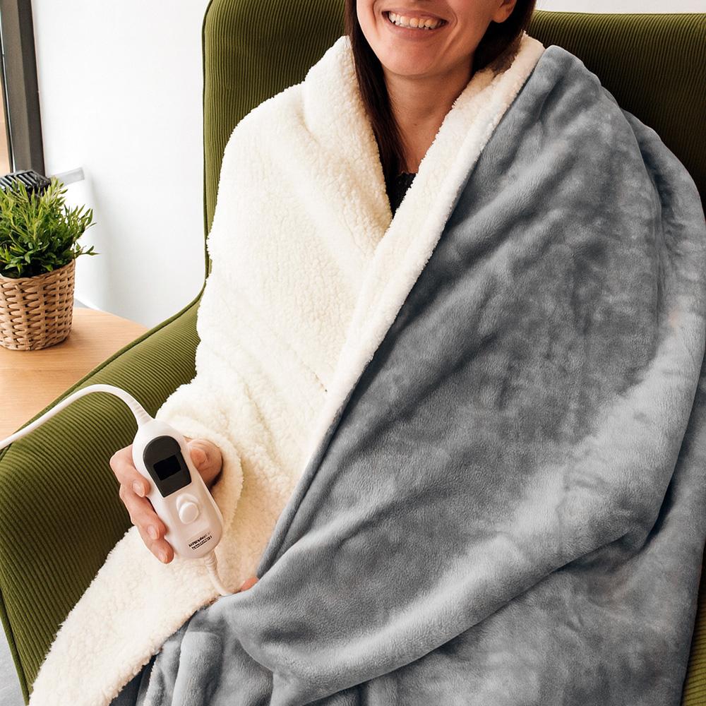 Електроковдра VERSAILLES Максі 160х120см сірий (VS-BE-1903Gr) Особливості Матеріал: 100% поліестер; Довжина шнура: 2.3 м; Автовідключення (3 години); Машинне прання