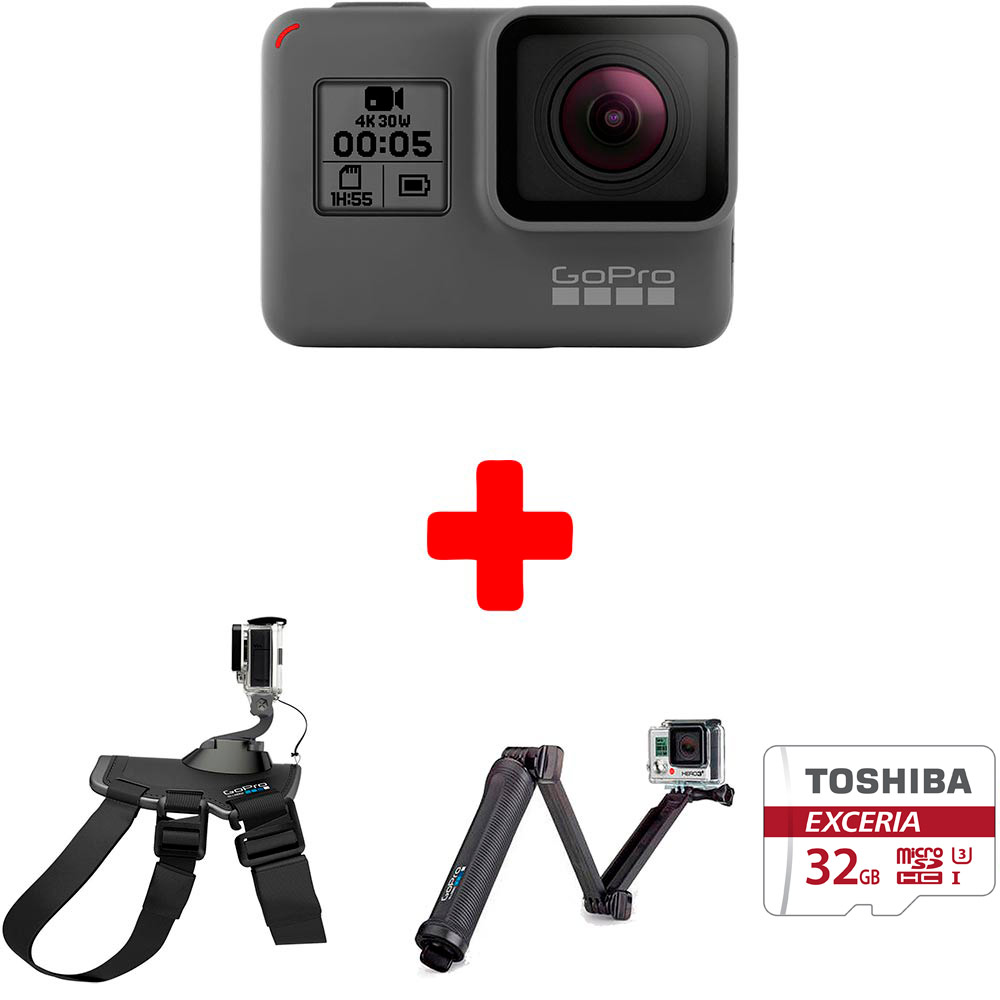 Экшн-камера GoPro HERO 5 Black (CHDHX-502)+ 3 аксессуара в подарок