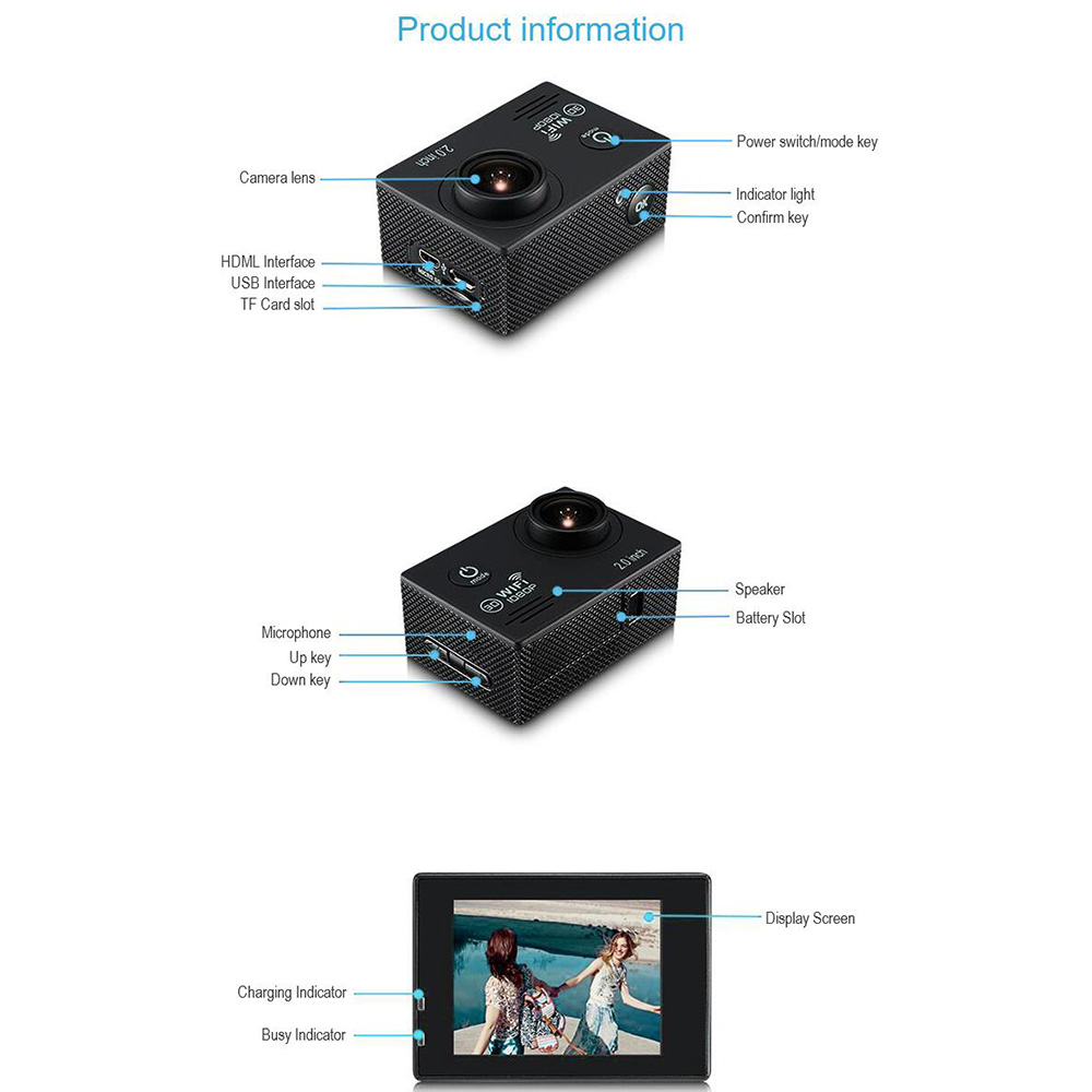 Екшн-камера XOKO EVR-010 4K Wi-Fi Частота кадрів за хвилину при максимальній роздільній здатності 120