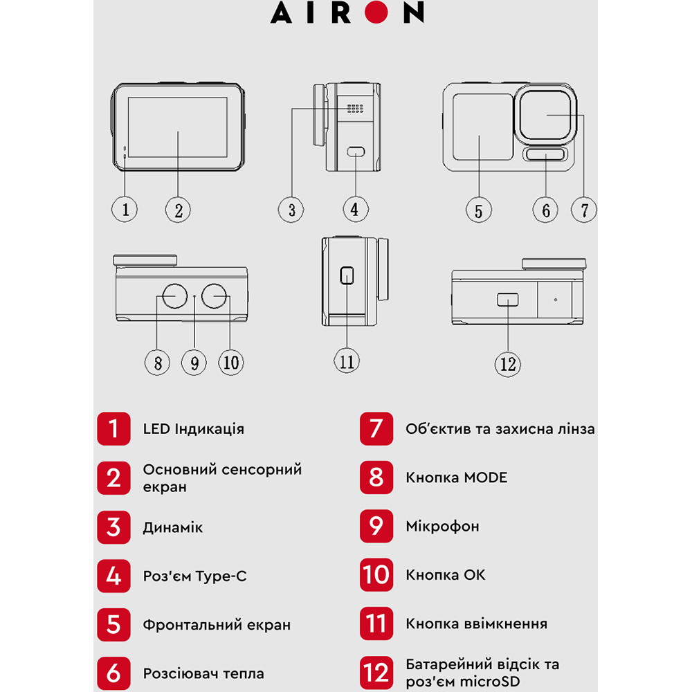 Экшн-камера AIRON ProCam X (4822356754478) Угол обзора 170