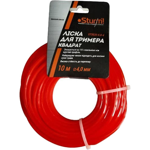 

Леска для триммера STURM GT3535-4.0-4, Ліска для тріммера 10 m квадрат 4,0 mm