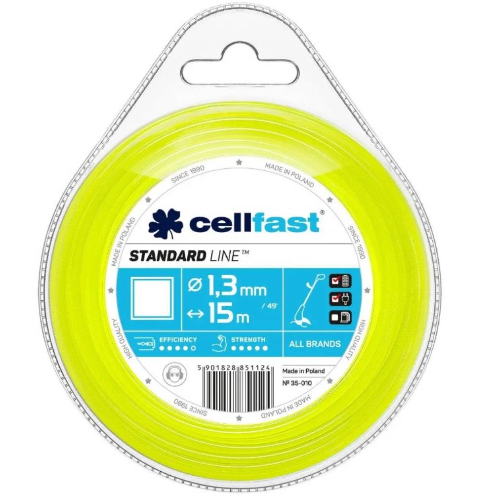 Леска косильная CELLFAST 1.3x15м Yellow (35-010)