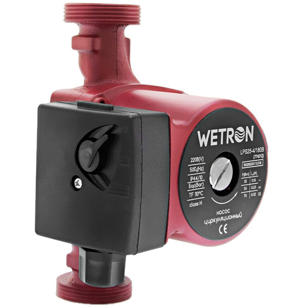 Насос WETRON 75Вт D1 1/2" 180мм + гайки D1" (774212) Тип циркуляционный