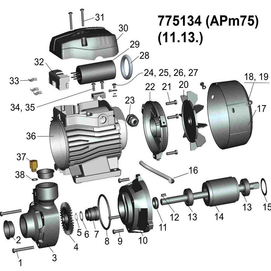 Насос поверхностный LEO APm75 (775134) Тип поверхностный