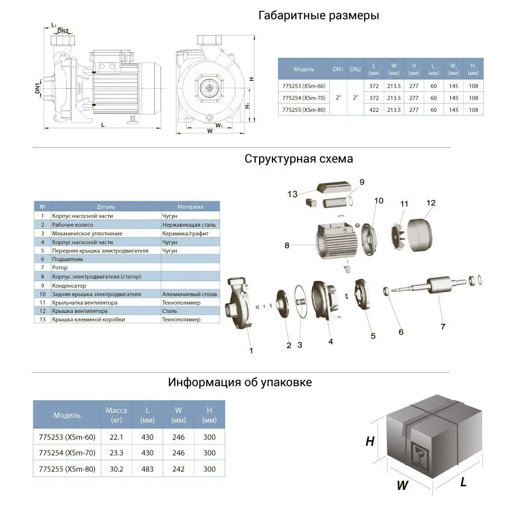 Насос поверхневий LEO XSM-60 (775253) Тип поверхневий