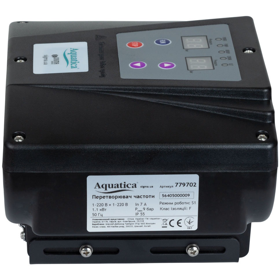 Перетворювач частоти AQUATICA 1.1 кВт + датчик тиску (779702) Матеріал корпусу пластик