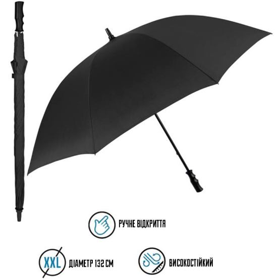 Зонт PERLETTI Golf XXL Black (P96020-01) Вид трость