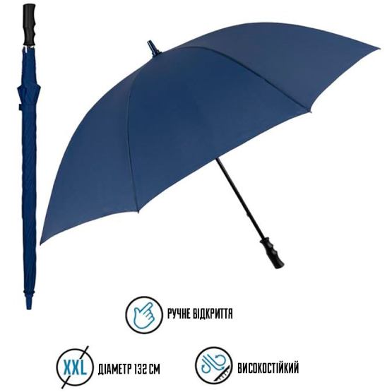 Зонт PERLETTI Golf XXL Blue (P96020-02) Механизм механика
