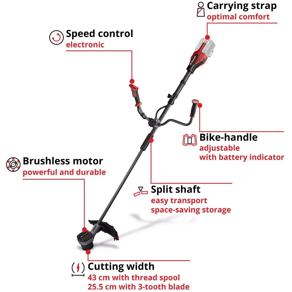 Внешний вид Мотокоса EINHELL GP-BC 36/430 Li BL Solo без АКБ и ЗУ (3411340)