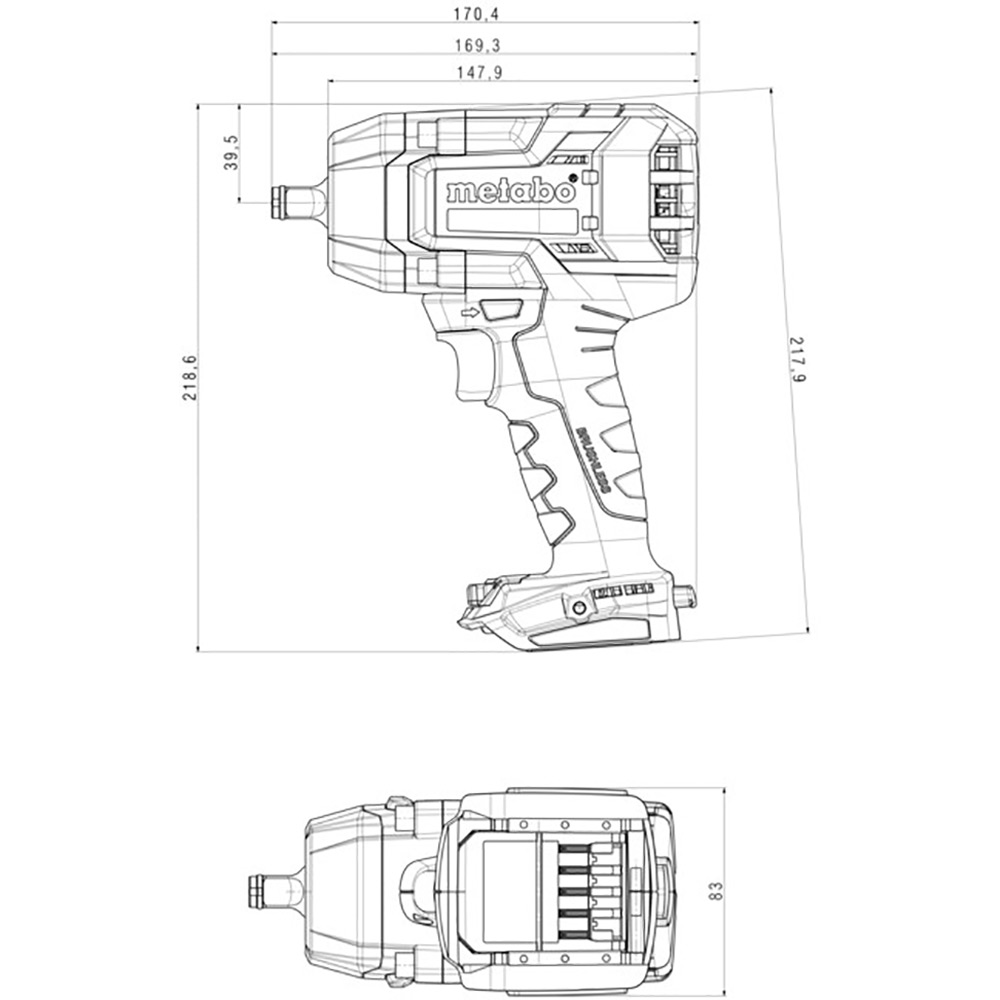 Внешний вид Гайковерт METABO SSSW 18 LTX 800 BL (602403850)