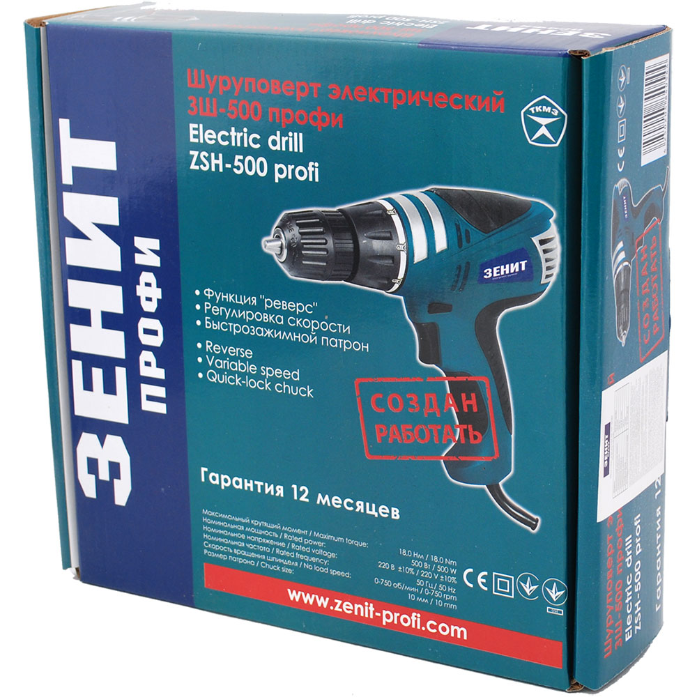 Шуруповерт сетевой Зенит Профи ЗШ-500 (834566) Шуруповерт сетевой Зенит Профи ЗШ-500 (834566) Тип питания сеть