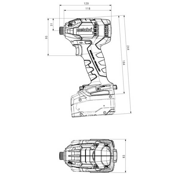 Гвинтоверт ударний METABO SSD 18 LTX 200 BL (602396800) Додатково Утримувач насадок: зовнішній чотиригранник 1/4. Кількість ударів за хвилину: 4000 уд./хв. Рівень шуму: 94 дБ.