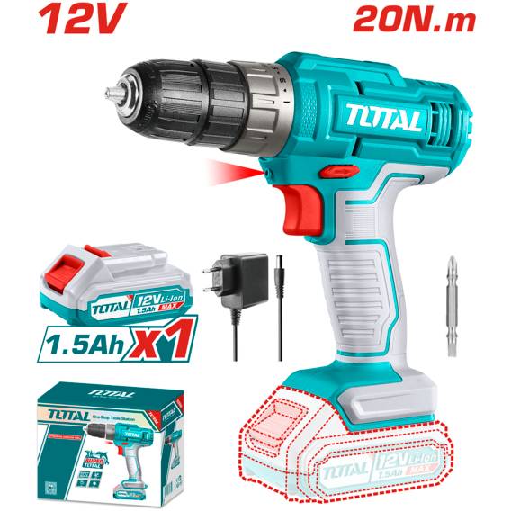 Шуруповерт TOTAL 12В Li-Ion (TDLI1218) Патрон быстрозажимной