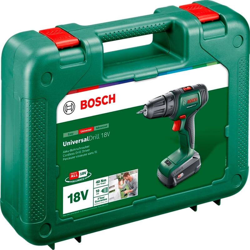 Дрель-шуруповерт BOSCH UniversalDrill 18V (0.603.9D4.001) Тип питания аккумулятор