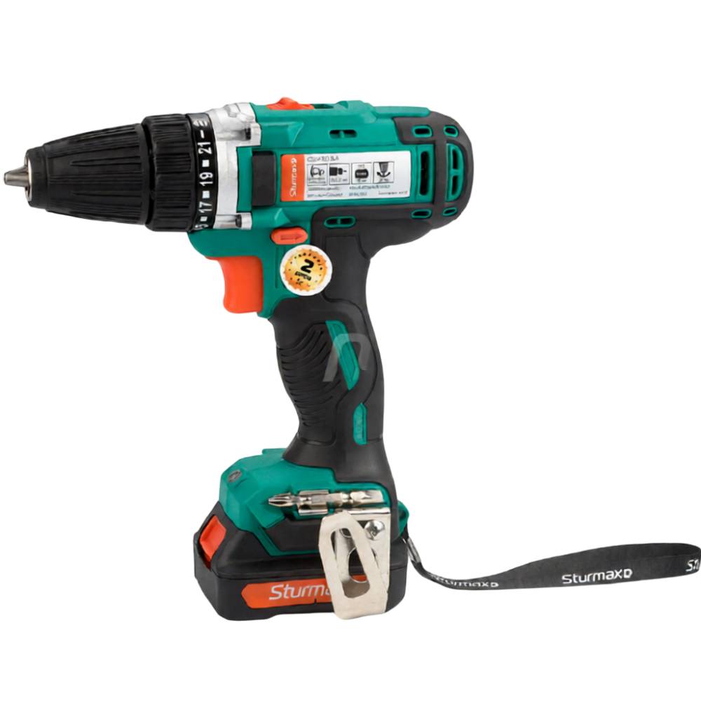 Дриль-шуруповерт STURMAX Li-Ion 12B 2,0Aч 2 акумулятори (CDM3212LB) Патрон швидкозатискний