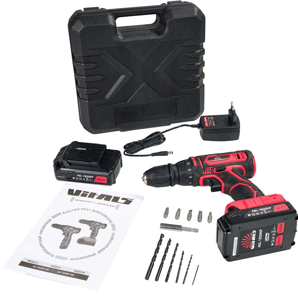 Зображення Дриль-шуруповерт VITALS AU 18/2KP QC Red (141917)