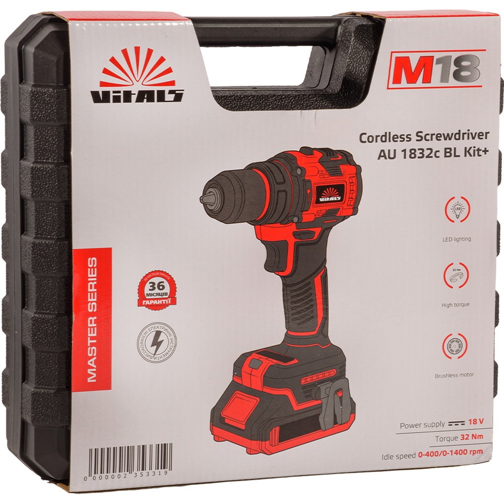 У Фокстрот Дриль-шуруповерт VITALS Master AU 1832c BL Kit+ (235331)