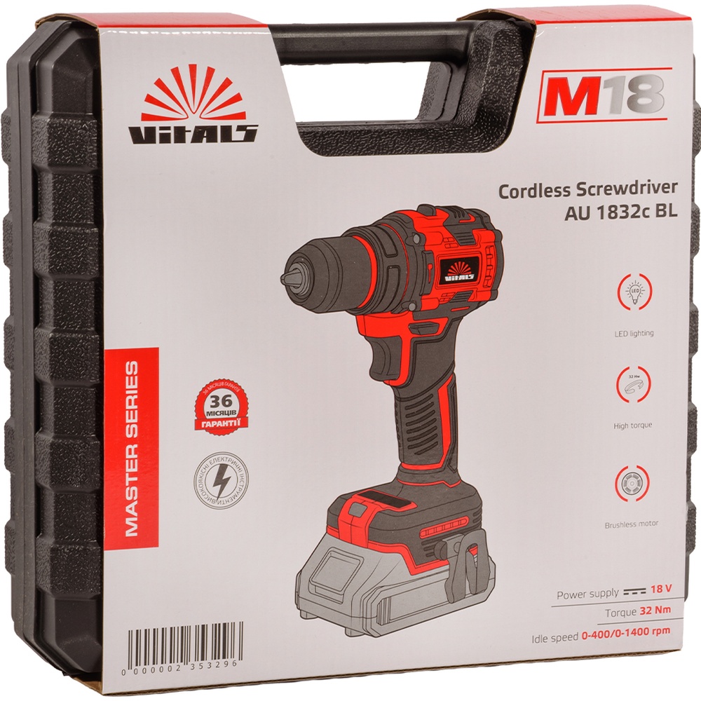 Огляд Дриль-шуруповерт VITALS Master AU 1832c BL без АКБ та ЗУ (235329)