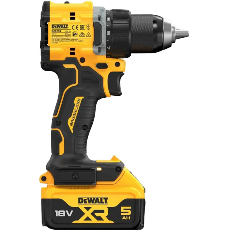 Дрель-шуруповерт DEWALT DCD794P2T Аксессуары в комплекте зарядное устройство