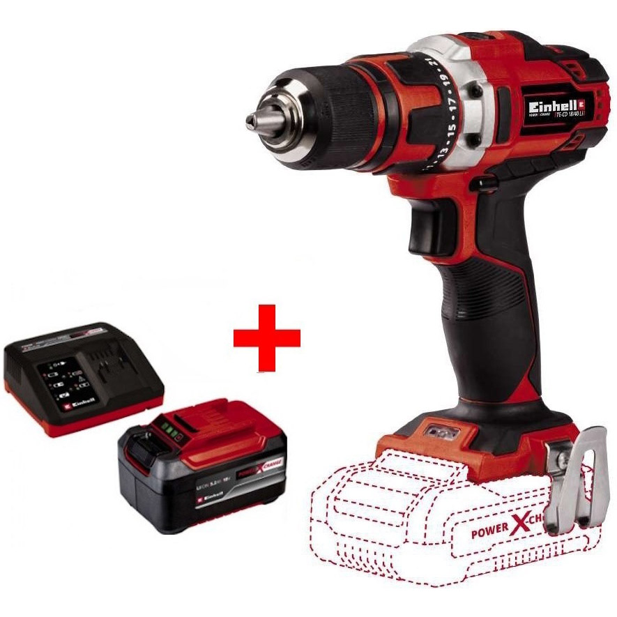 Зовнішній вигляд Шуруповерт EINHELL TE-CD18/40LiKit PXC (4513925-16)