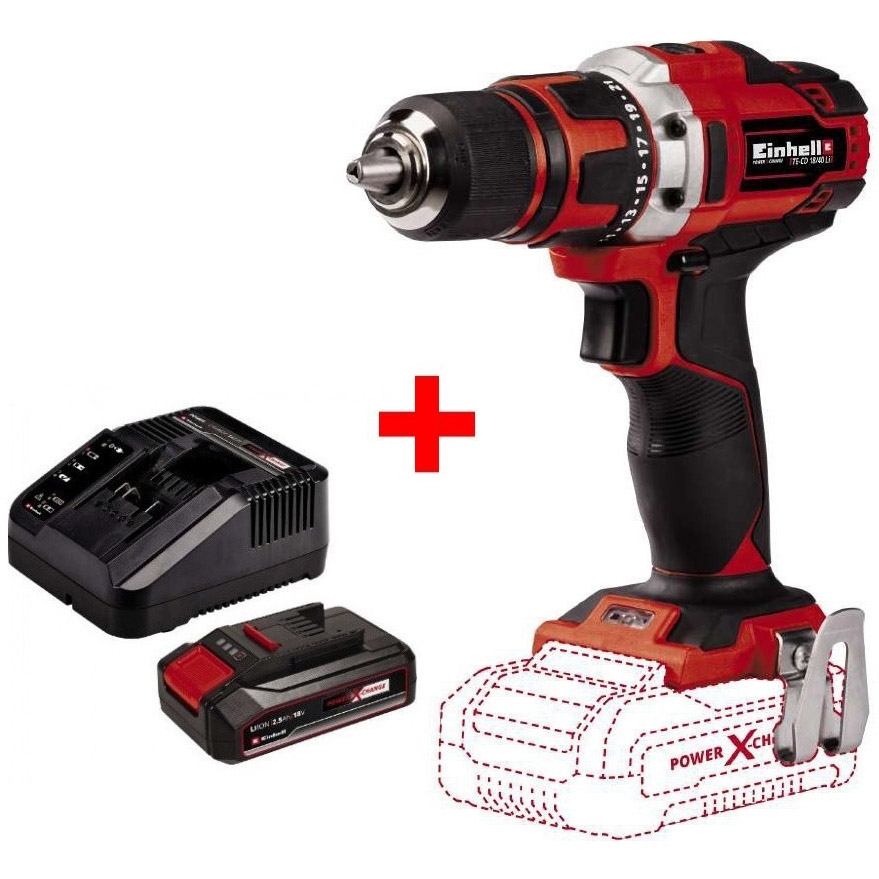 Шуруповерт EINHELL TE-CD18/40LiKit PXC (4513925-16) Тип акумулятора Li-Ion