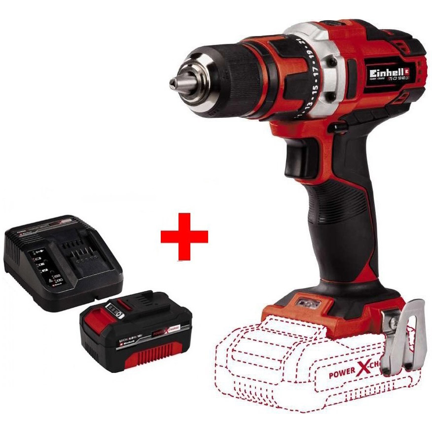 Шуруповерт EINHELL TE-CD18/40LiKit PXC (4513925-16) Напруга акумулятора 18