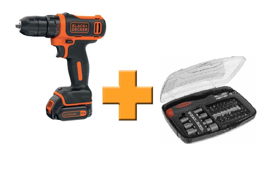 Акумуляторна дриль-шуруповерт Black&Decker BDCDD12B + A7062