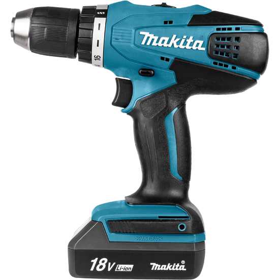 

Дрель-шуруповерт MAKITA DF457DWE, Шуруповерт аккумDF457DWE, 18В, 1.5Ач, G-battery