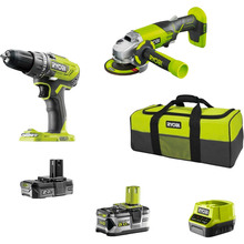 Набір інструментів Ryobi ONE+ R18DDAG-252S: шуруповерт R18DD3, КШМ R18AG (5133003819)