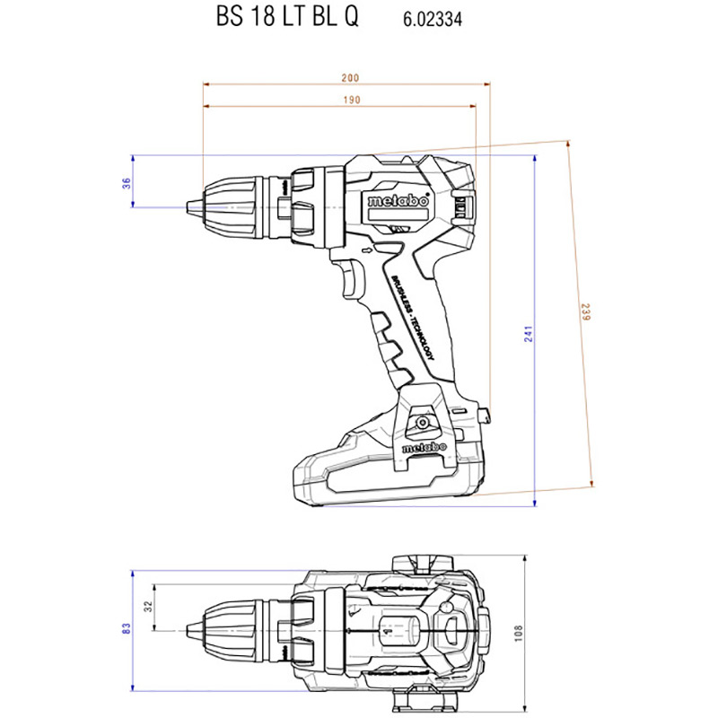 Внешний вид Дрель-шуруповерт METABO BS 18 LT BL Q (602334800)