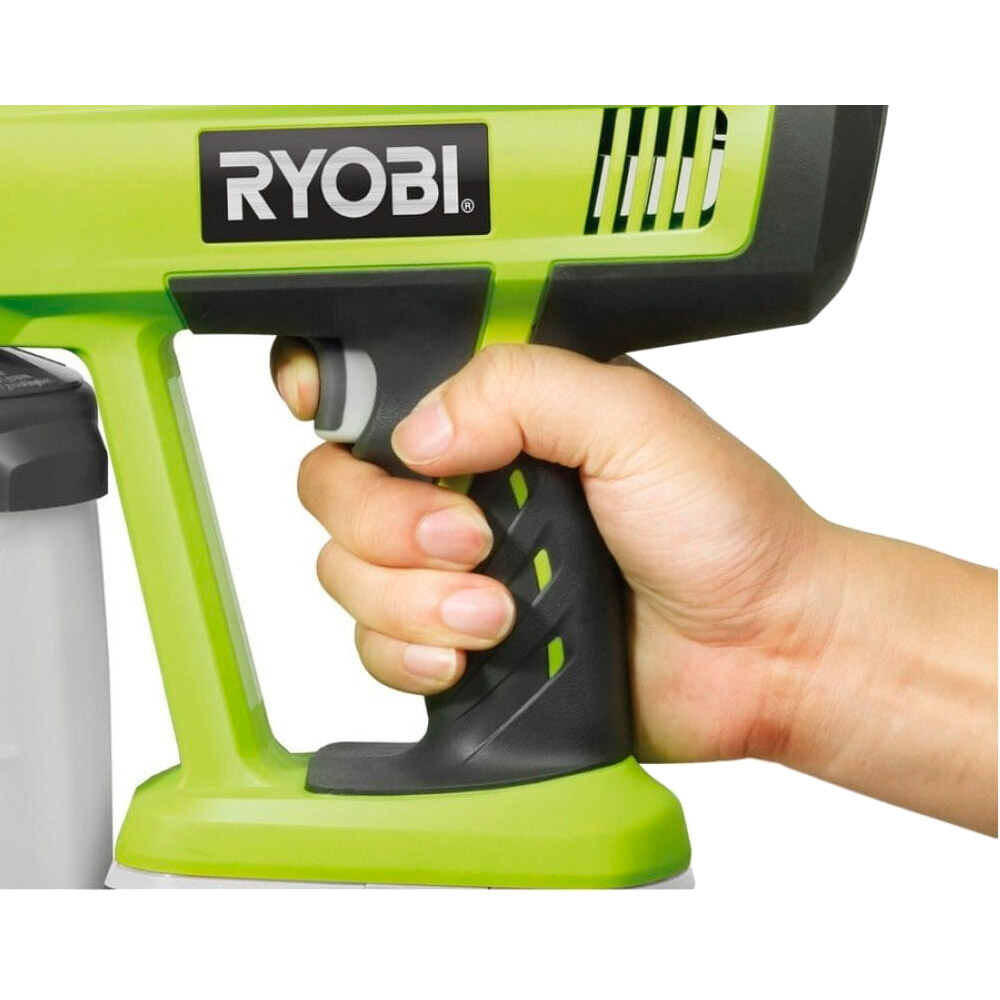 Краскопульт Ryobi ONE+ P620 18В (5133000155) Комплектація краскопульт, наконечник для кругового розпилення, вертикального розпилення, мірник для визначення в'язкості та дозування, набір для чищення, інструкція, акумулятор в комплект не входить, зарядний пристрій в комплект не входить