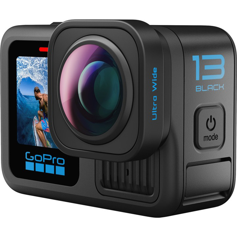 Модуль об'єктиву GoPro Ultra Wide Lens Mod для GoPro HERO13 Black (AEWAL-001) Додатково Камера автоматически распознает объектив и переключается в режим ультраширокой съемки, а после снятия объектива будут восстановлены стандартные настройки камеры. Объектив имеет гидрофобную защитную линзу, которая отводит воду.