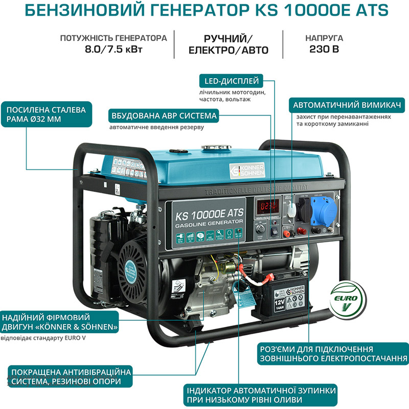 Заказать Генератор KONNER&SOHNEN KS 10000E ATS